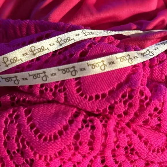 Lilly Pulitzer Emmet Bright Pink / Magenta strapless lace Maxi Dress Sz XS - Picture 10 of 11